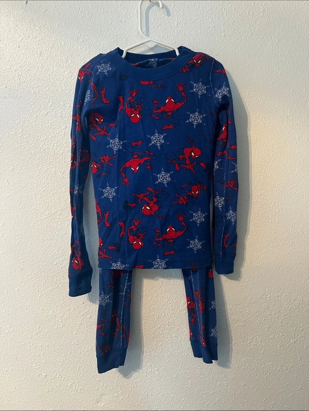 Hanna Andersson Boys Blue Spider Man Web Print Pajama Set Small (6/7)